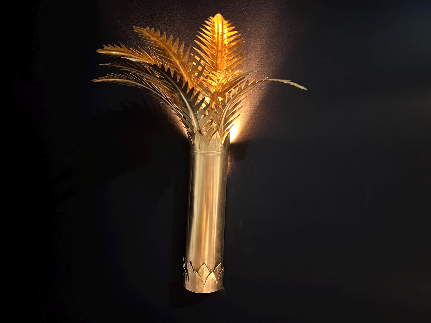 Handcrafted Moroccan Brass Palm Tree Wall Sconce: Marrakech Artisan Lighting