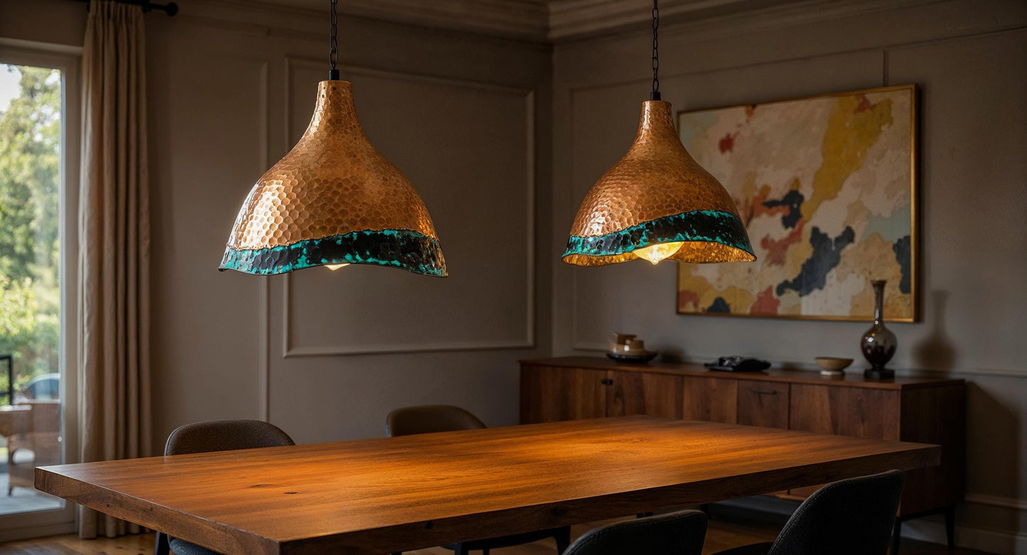 Hand Hammered Copper Pendant Light: Moroccan Kitchen Island Lighting