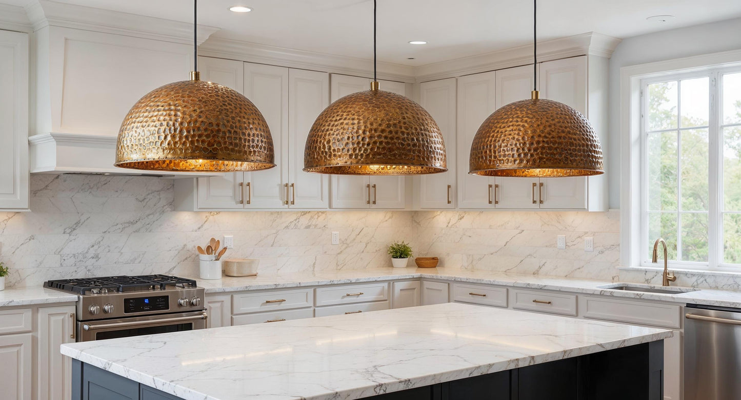 Hand Hammered Copper Pendant Light: Moroccan Brass Dome Lamp