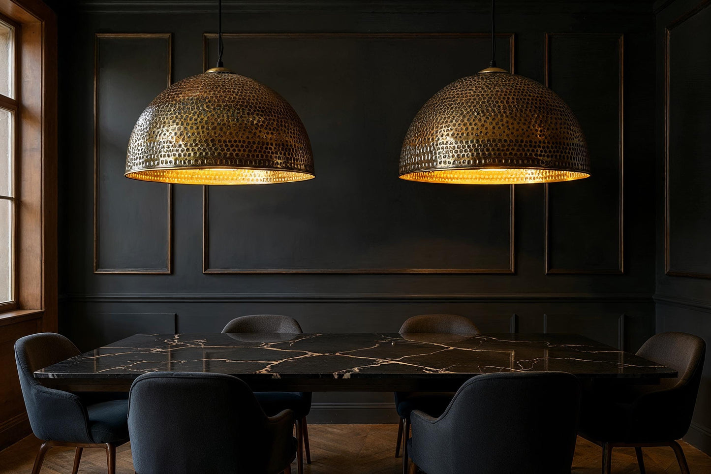 Hand Hammered Brass Dome Pendant Light: Moroccan Farmhouse Lighting