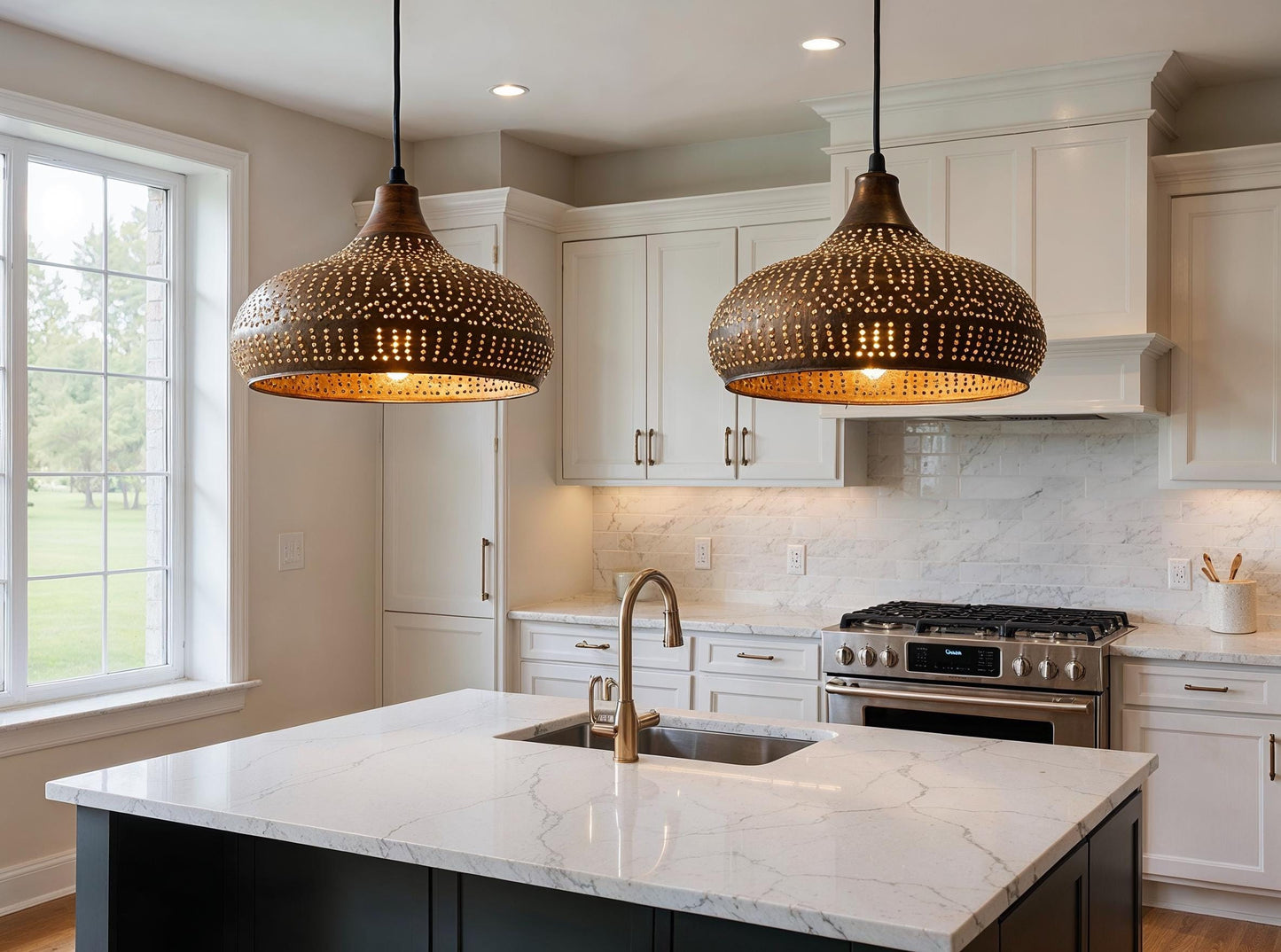 Handmade Hammered Copper Moroccan Pendant Light: Boho Rustic Chandelier