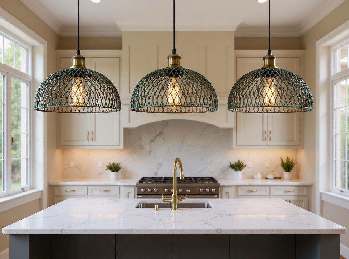 Handmade Green Patina Brass Dome Pendant Light - Moroccan Lighting