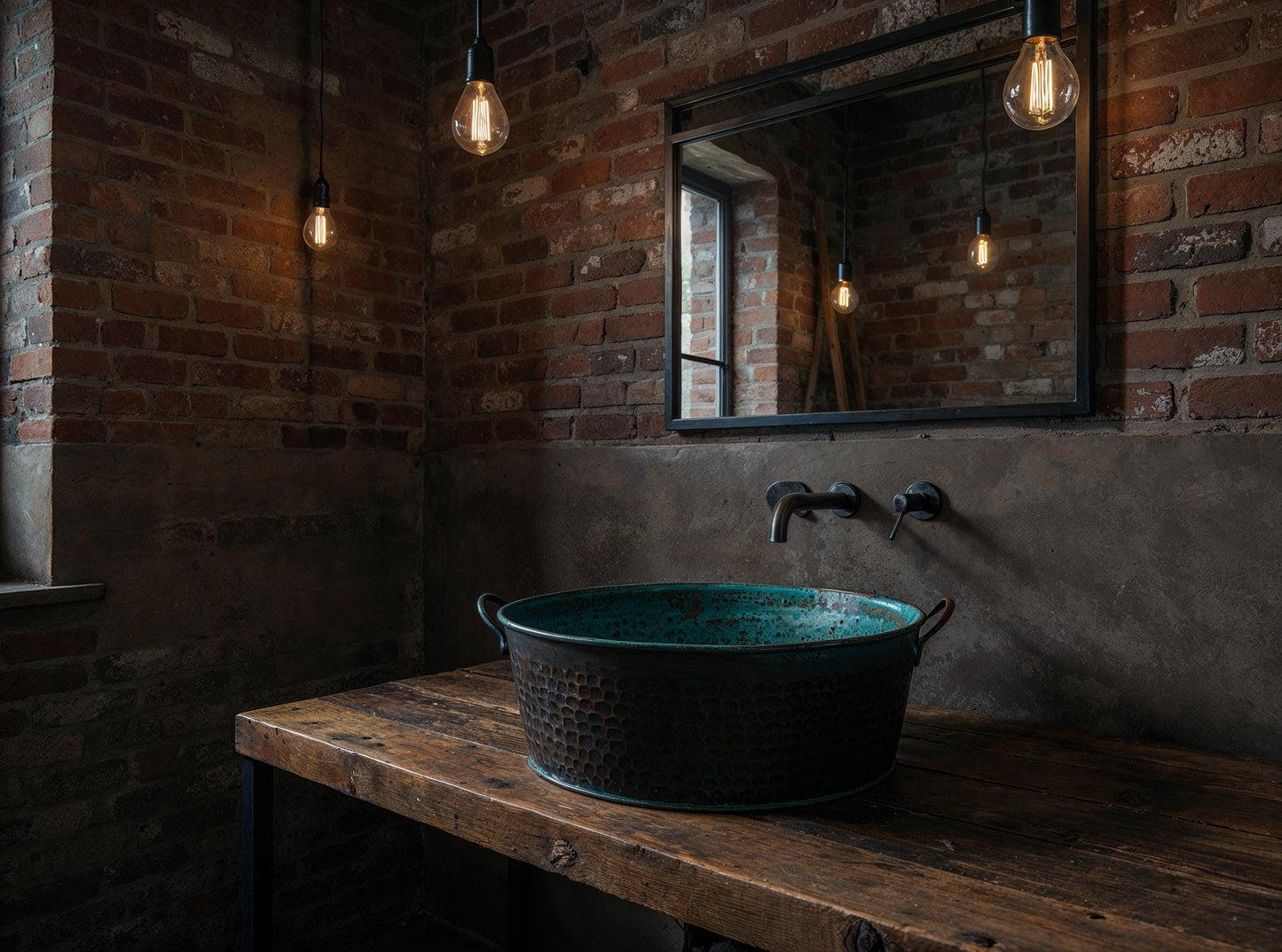 Handmade Blue Patina Copper Sink: Moroccan Hammered Vessel Basin