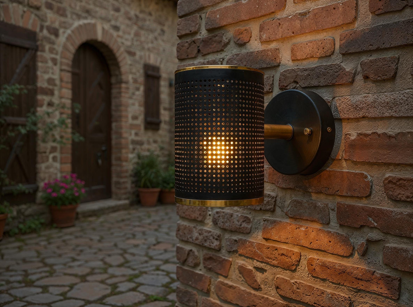 Hammered Copper Wall Sconce: Moroccan Cylinder Light