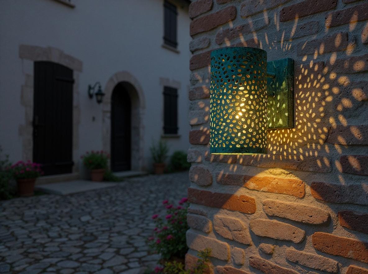 Handmade Patina Brass Wall Sconce: Moroccan Outdoor Lighting