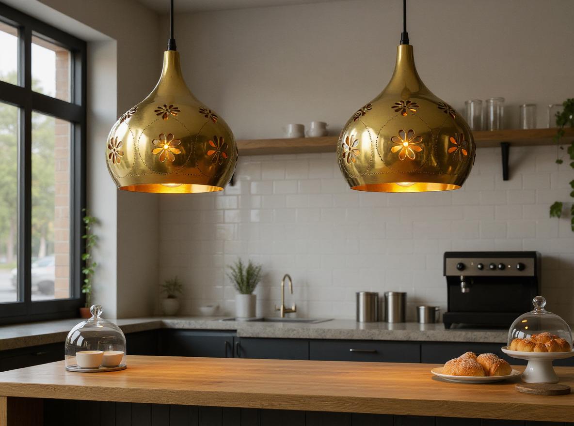 Handmade Brass Pendant Light: Moroccan Floral Cut-Out Ceiling Lamp