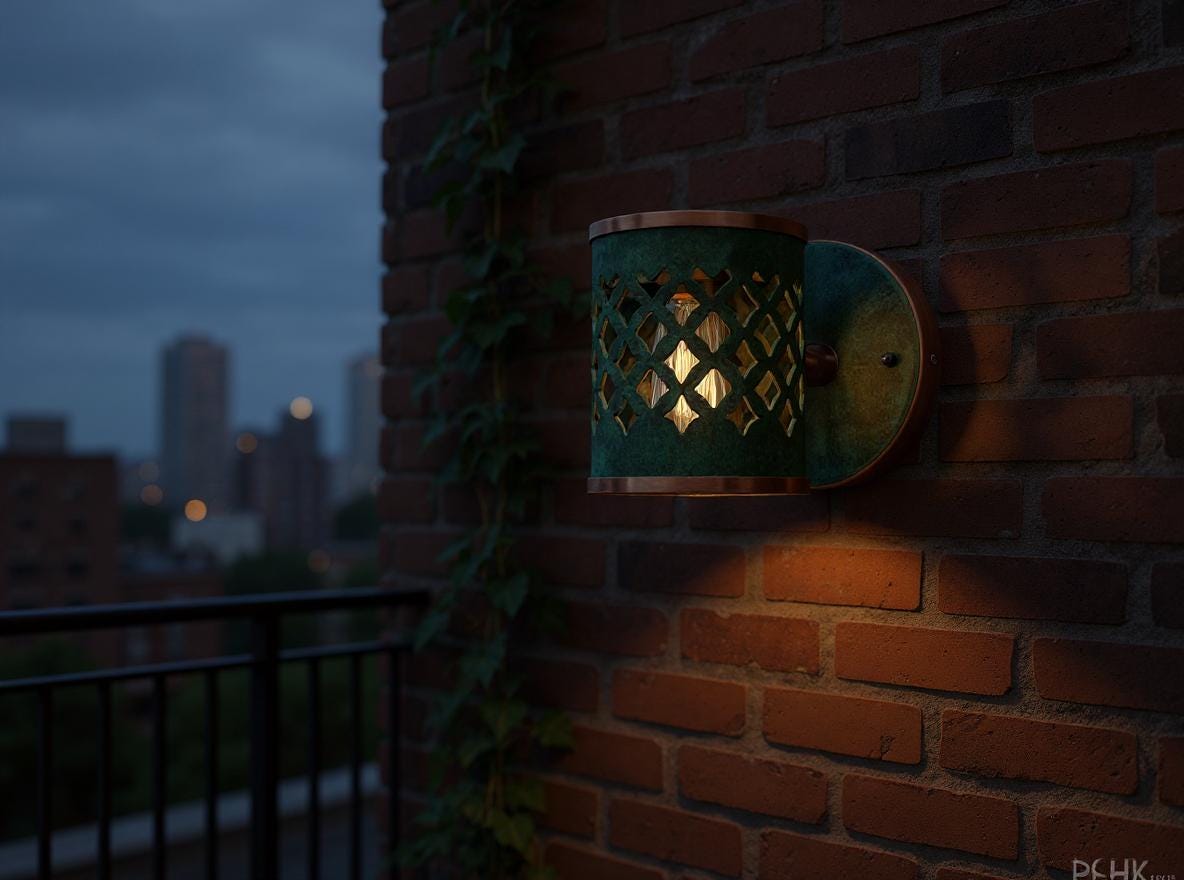 Handmade Patina Brass Wall Sconce: Moroccan Lattice Light
