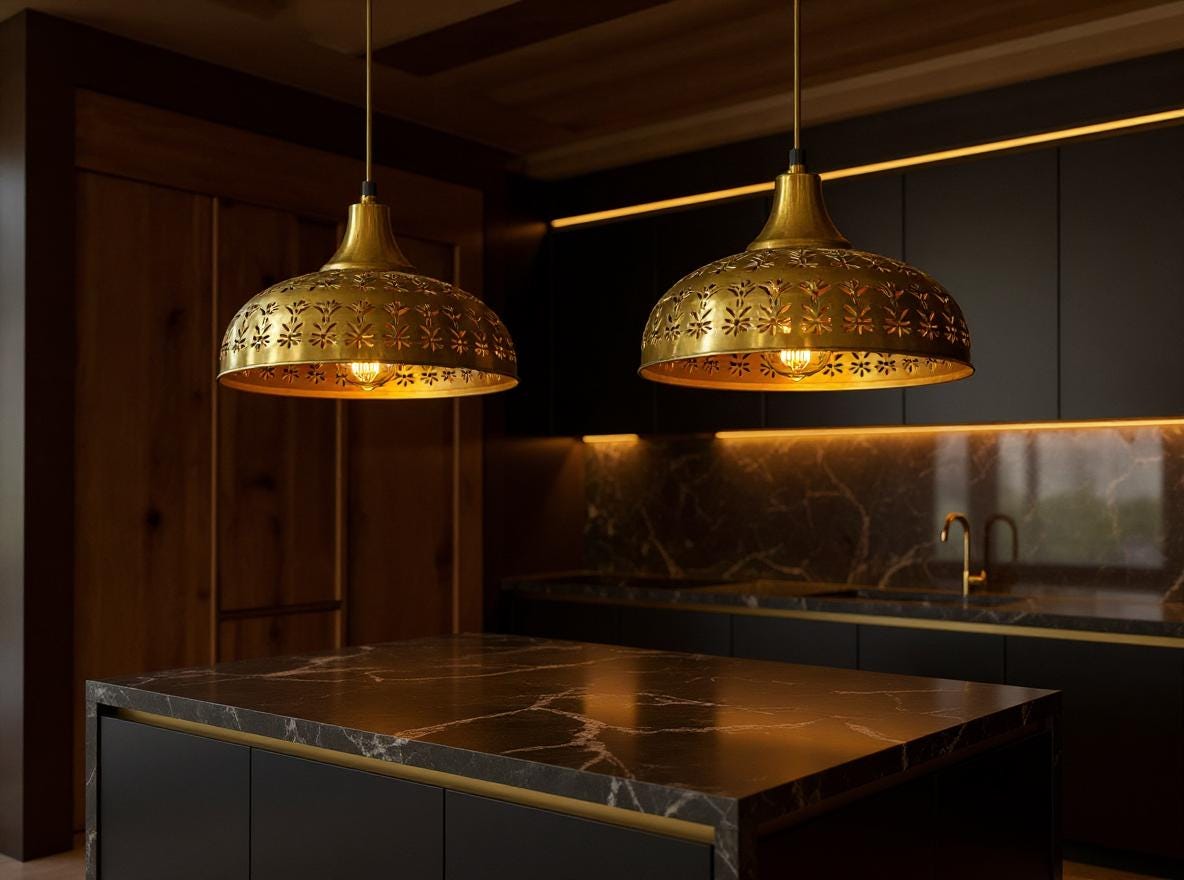 Handmade Brass Pendant Light: Floral Cut-Out Moroccan Ceiling Lamp