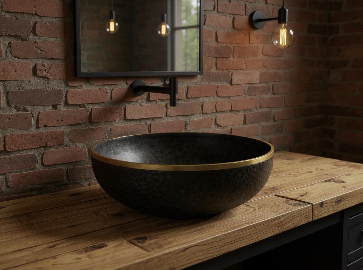 Handmade Black Patina Brass Sink: Hammered Moroccan Vessel Basin