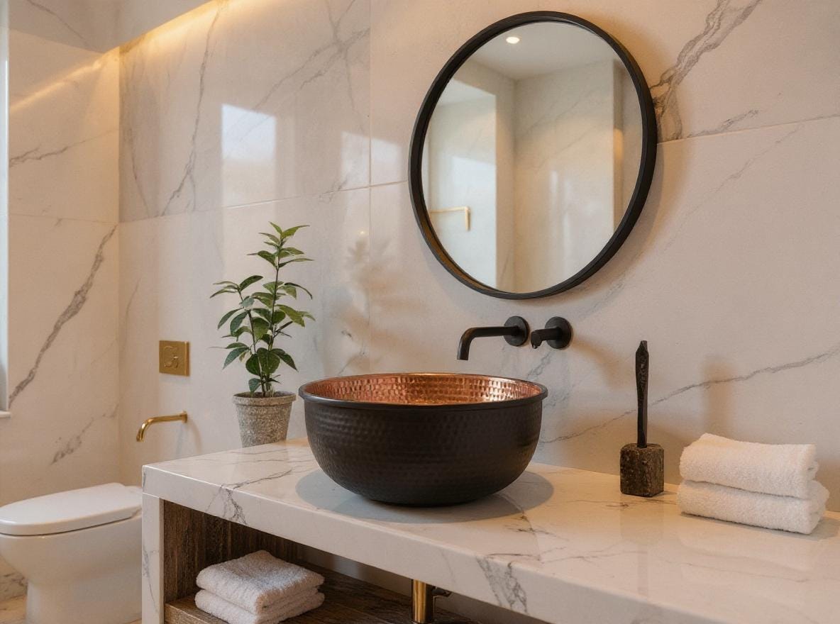 Handmade Black Hammered Copper Sink Bowl – Moroccan Farmhouse Basin