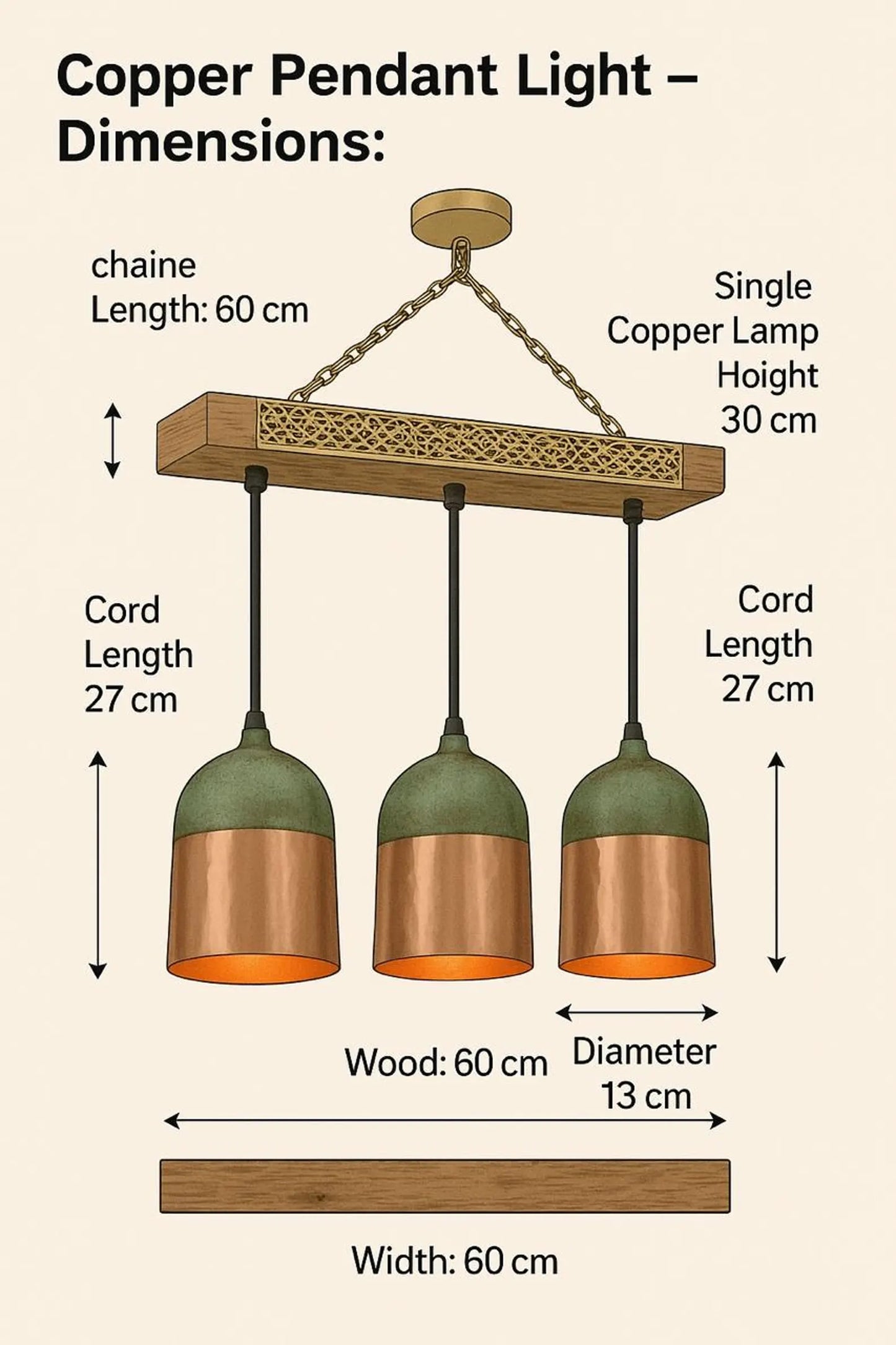 Rustic Copper Pendant Light with Green Patina