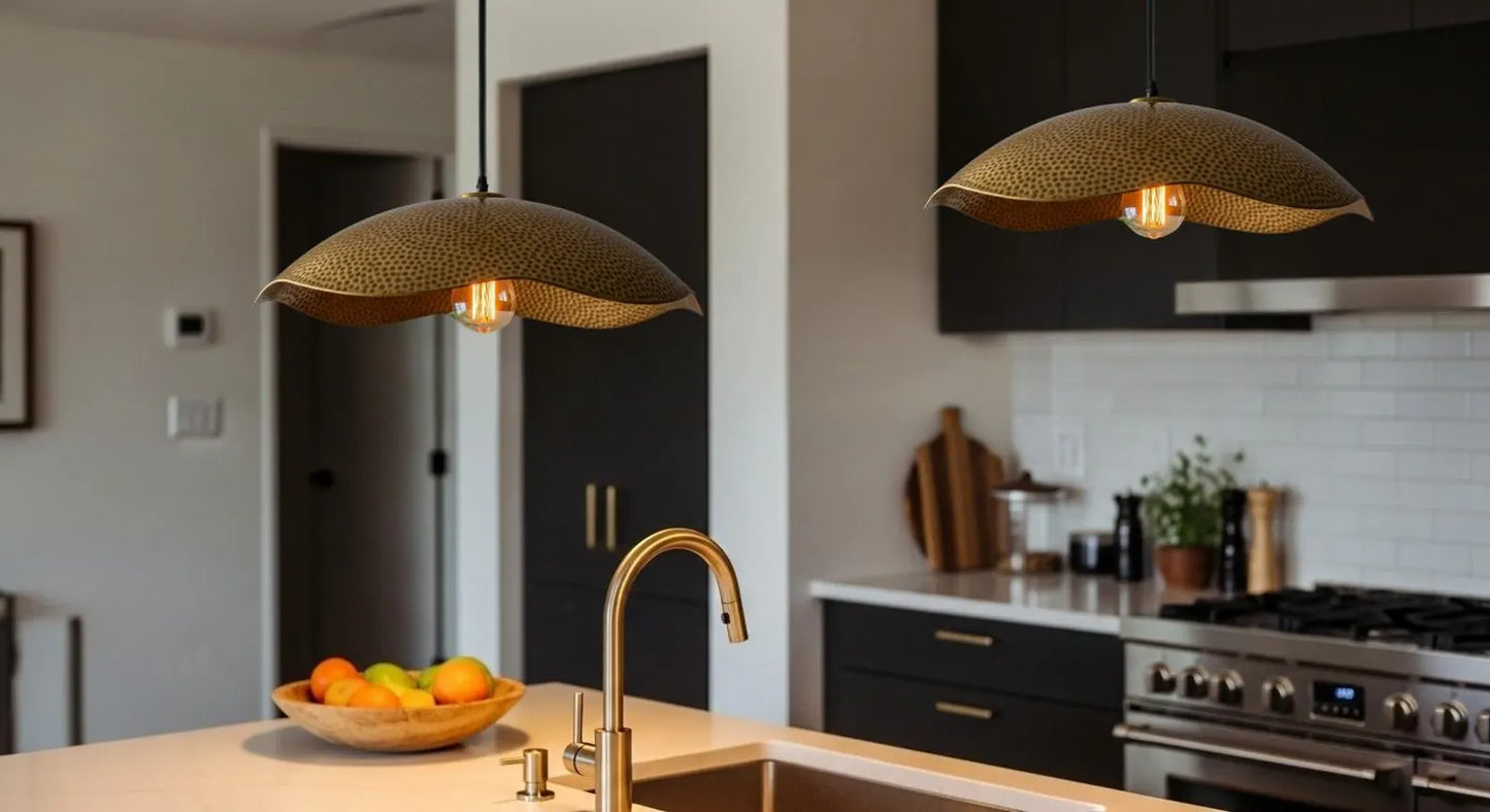 Wavy Brass Pendant Light