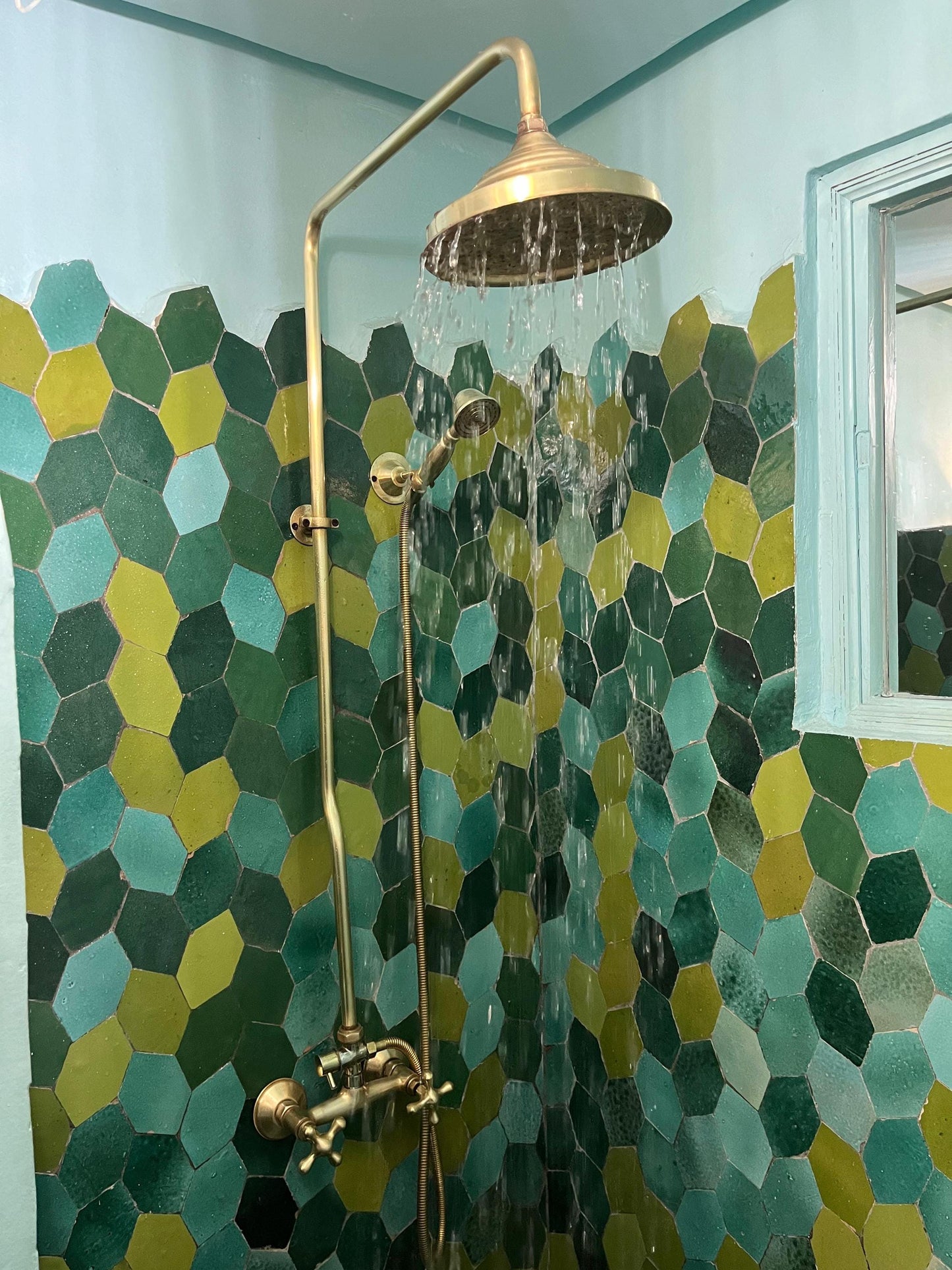 Unlacquered Brass Rain Shower Head: 8-Inch Vintage Rainfall Design