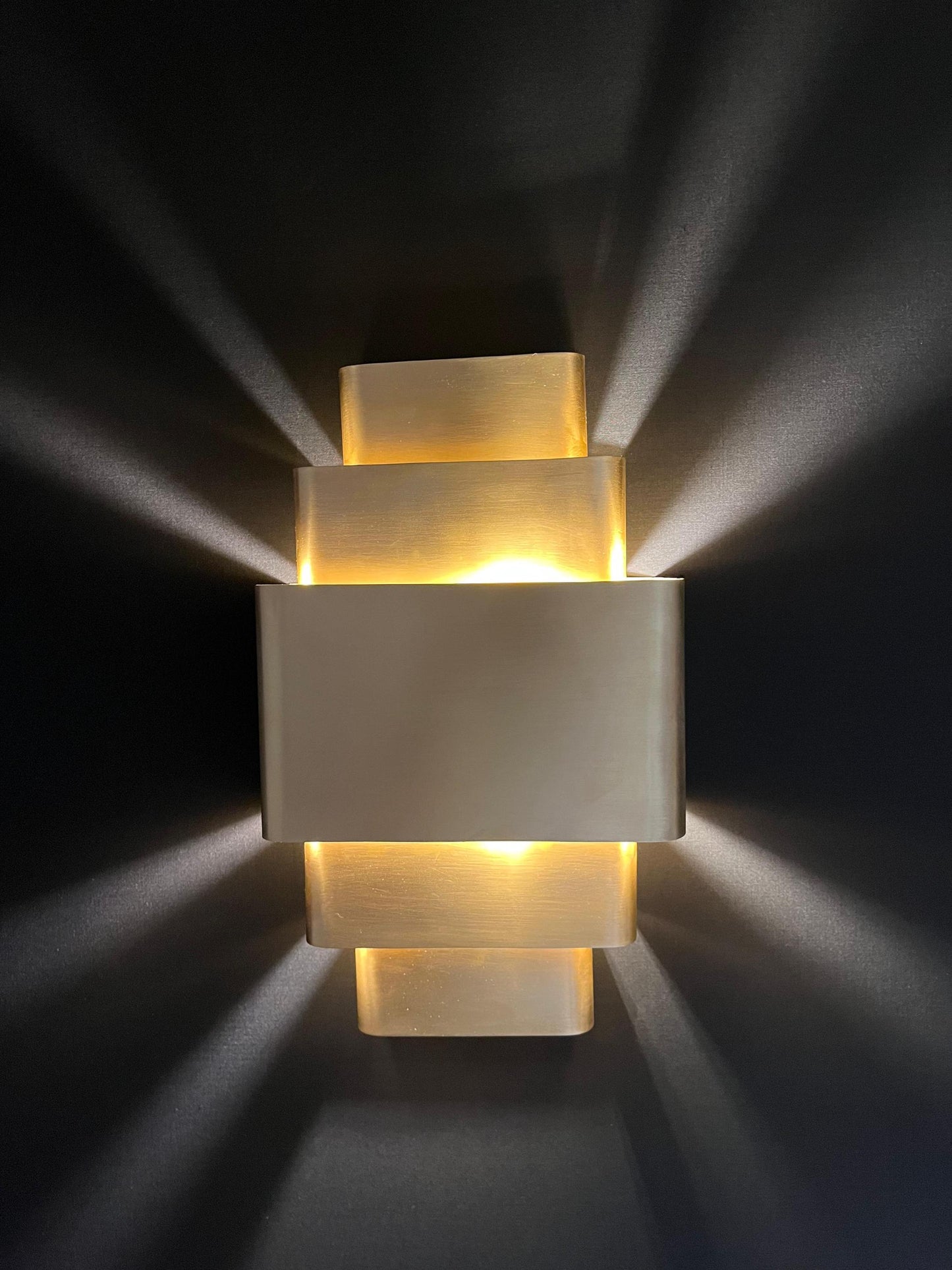 Tiered Brass Wall Sconce: Modern Art Deco LED Light