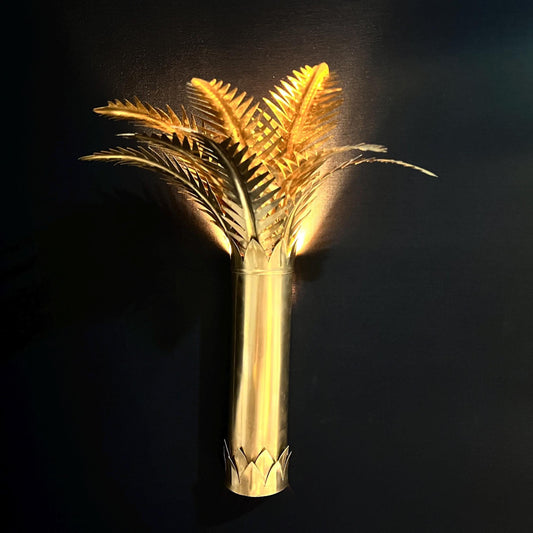 Handcrafted Moroccan Brass Palm Tree Wall Sconce: Marrakech Artisan Lighting