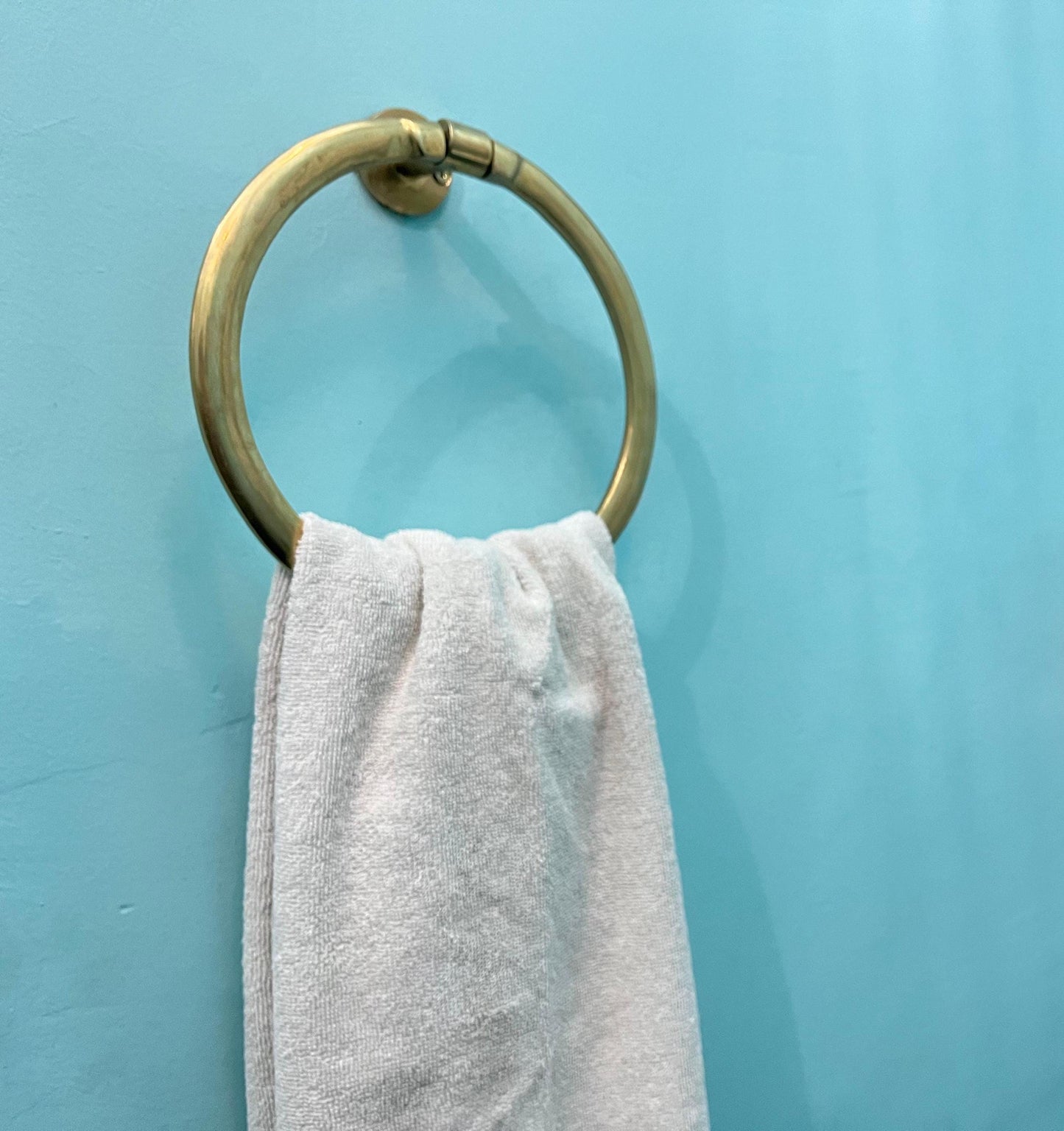 Vintage Style Unlacquered Brass Towel Ring Holder - Rustic Bathroom Hardware - Wall Mount Towel Hanger