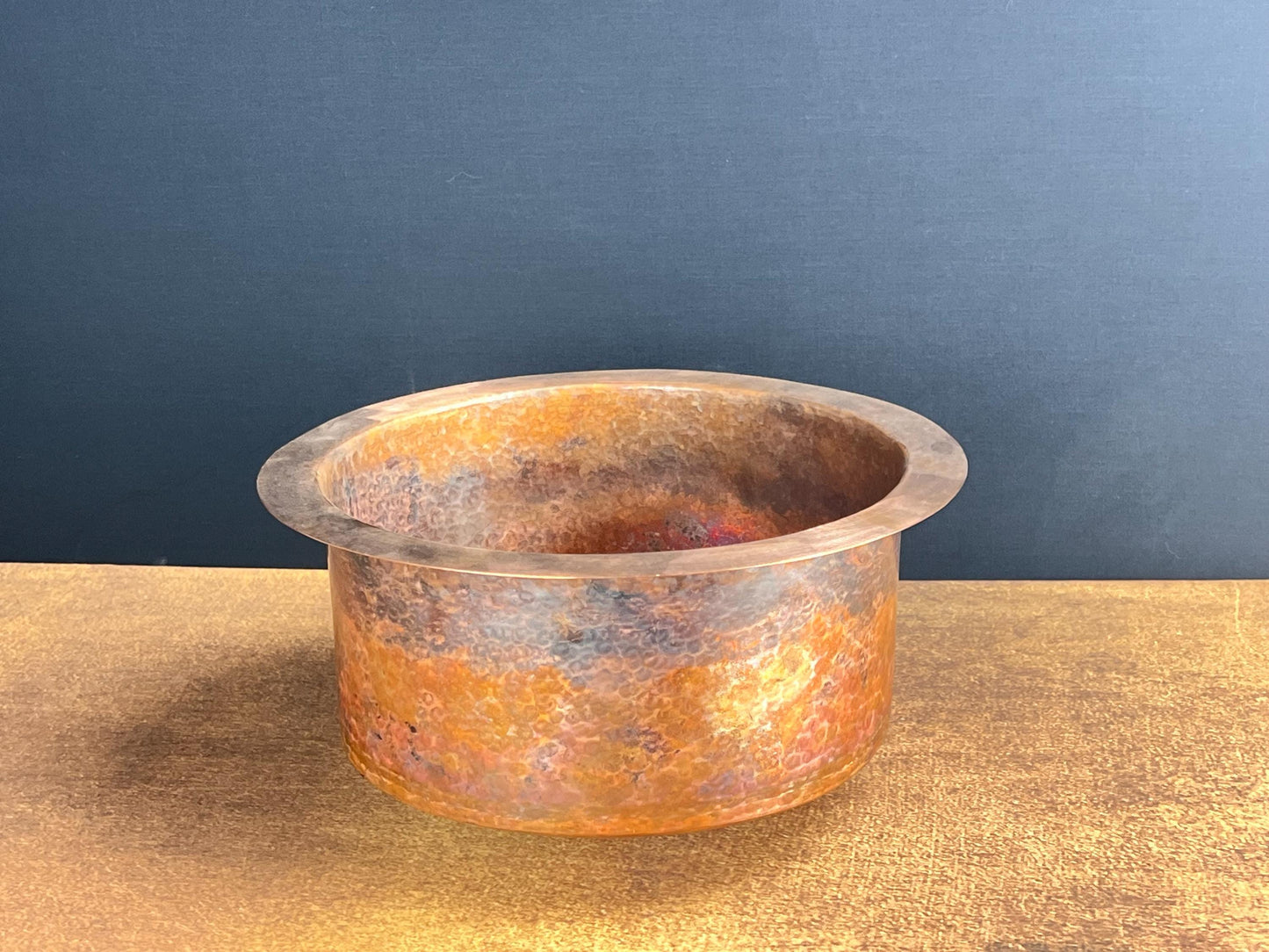 Handcrafted Fire Patina Copper Vessel Sink: Rustic Bar/Bathroom Decor