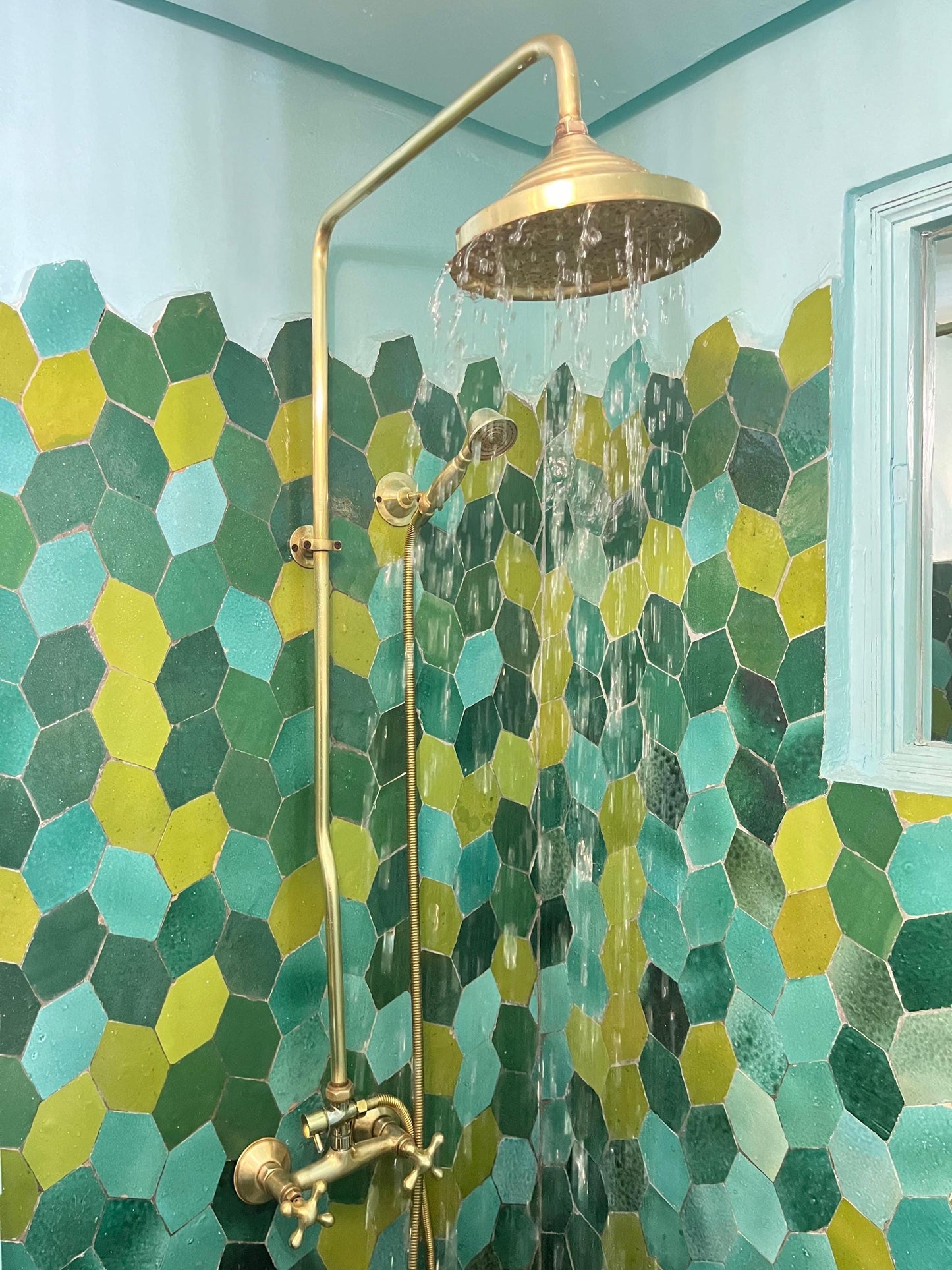 Unlacquered Brass Rain Shower Head: 8-Inch Vintage Rainfall Design