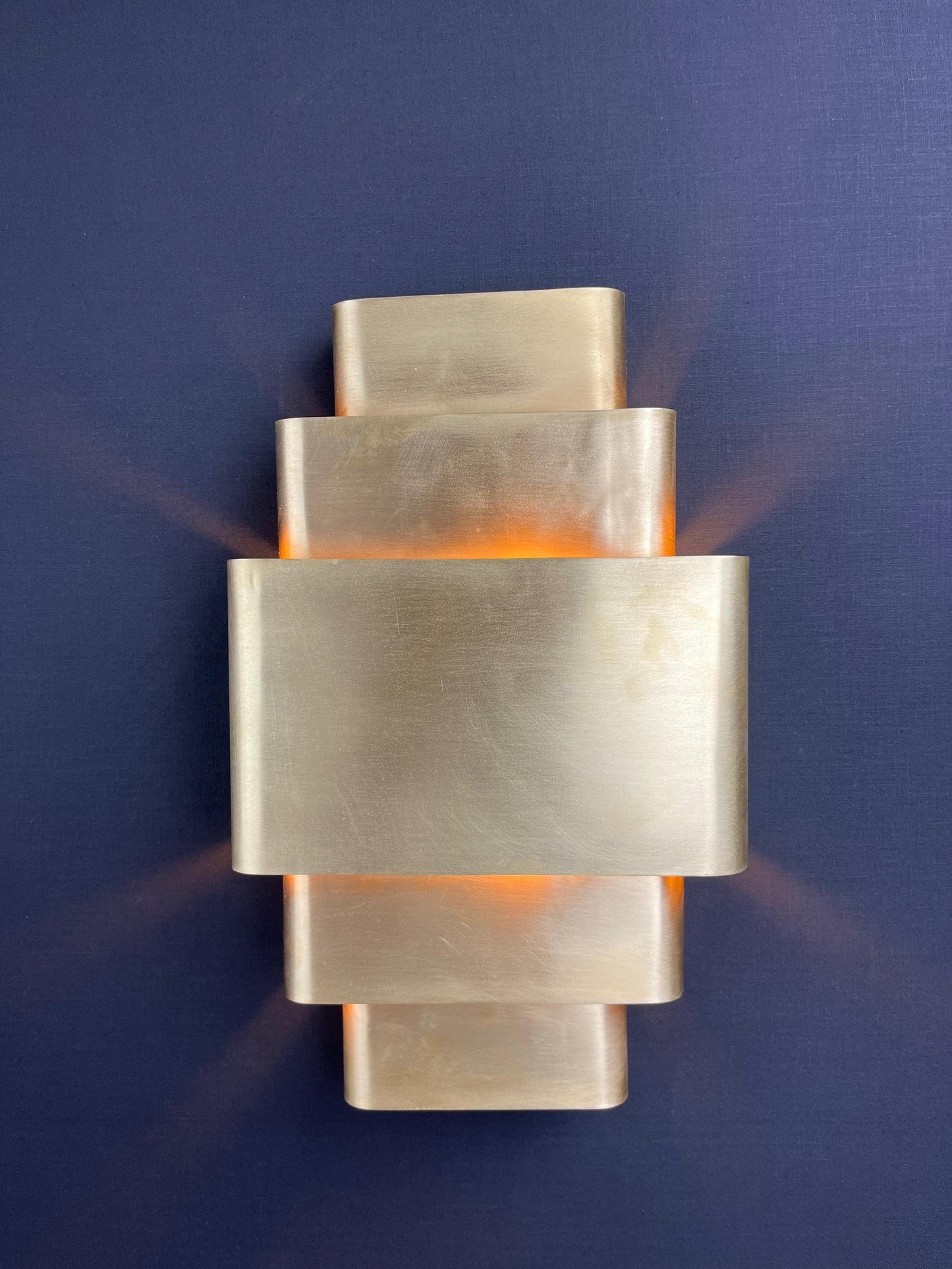 Tiered Brass Wall Sconce: Modern Art Deco LED Light