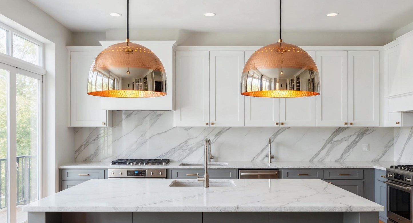 Handcrafted Hammered Copper Pendant Light: Moroccan Brass Interior Lighting