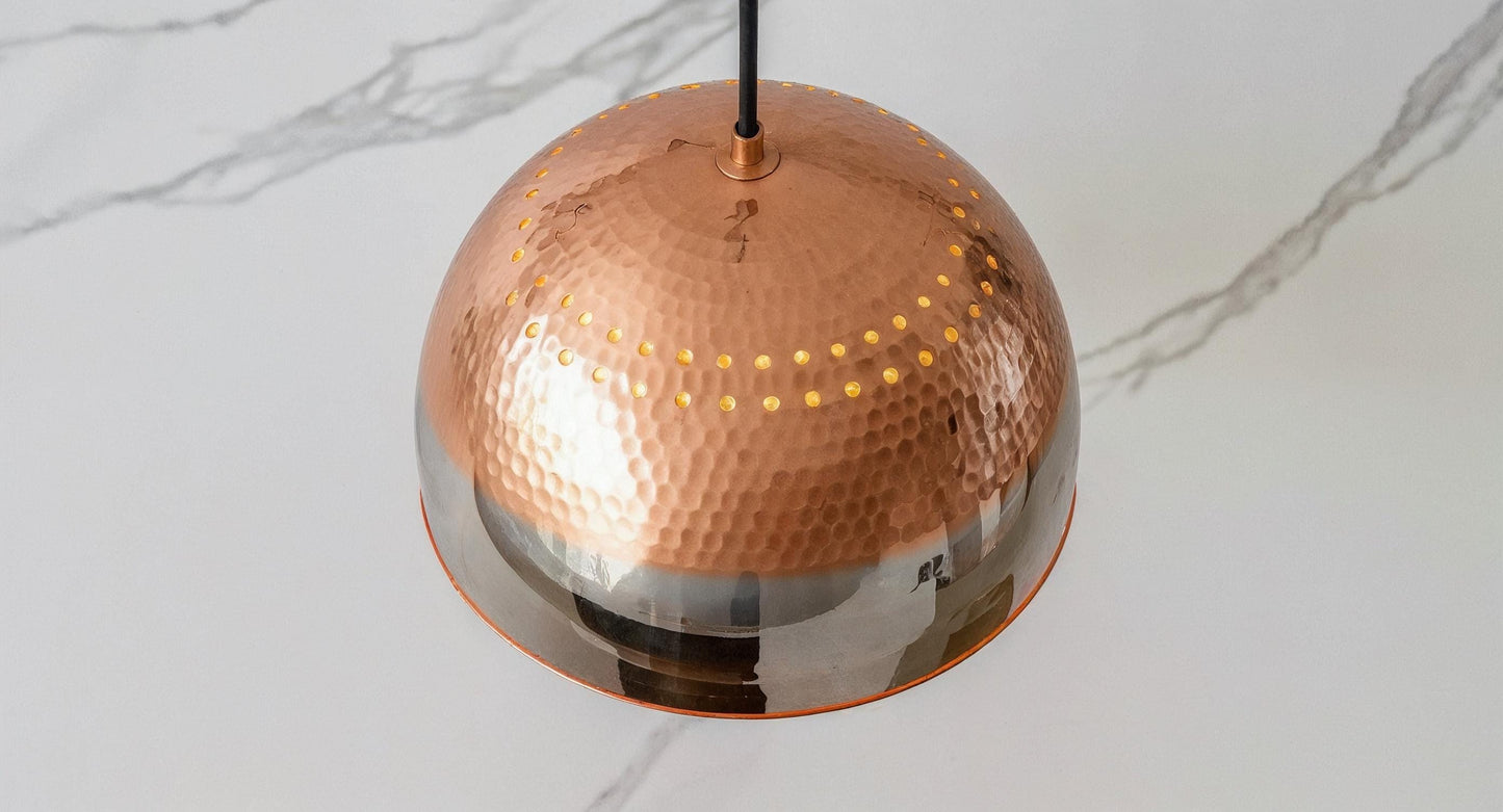 Handcrafted Hammered Copper Pendant Light: Moroccan Brass Interior Lighting