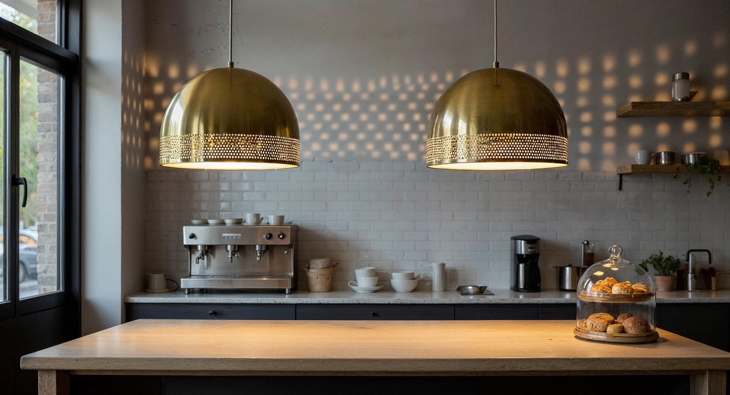 Handmade Brass Dome Pendant Light: Moroccan Minimalist Ceiling Lamp