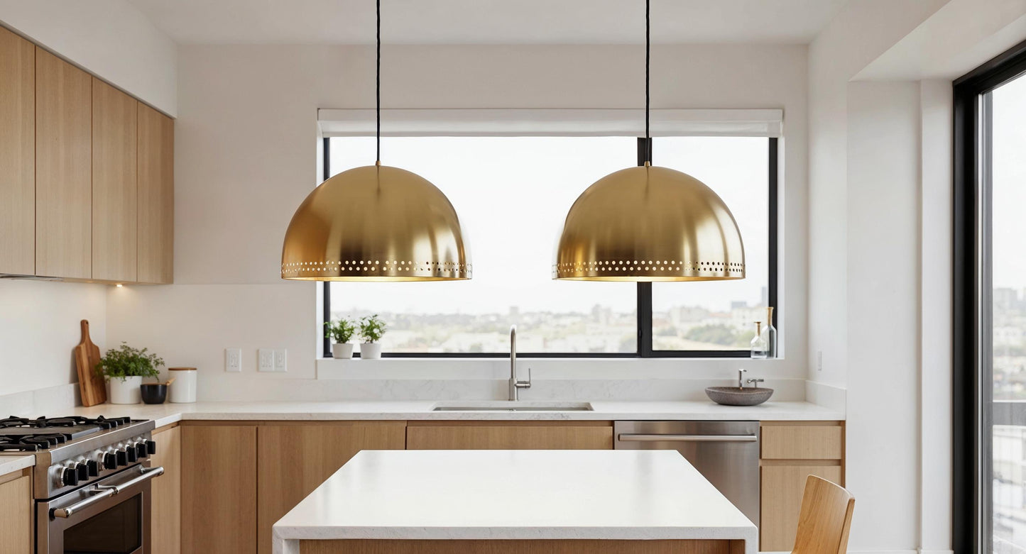 Handmade Moroccan Brass Dome Pendant Light - Perforated Shade