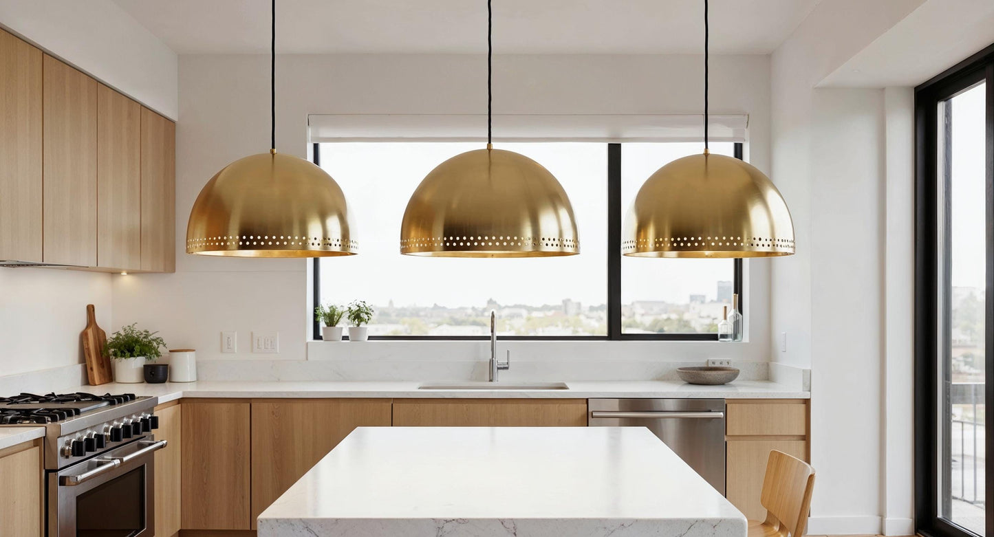 Handmade Moroccan Brass Dome Pendant Light - Perforated Shade