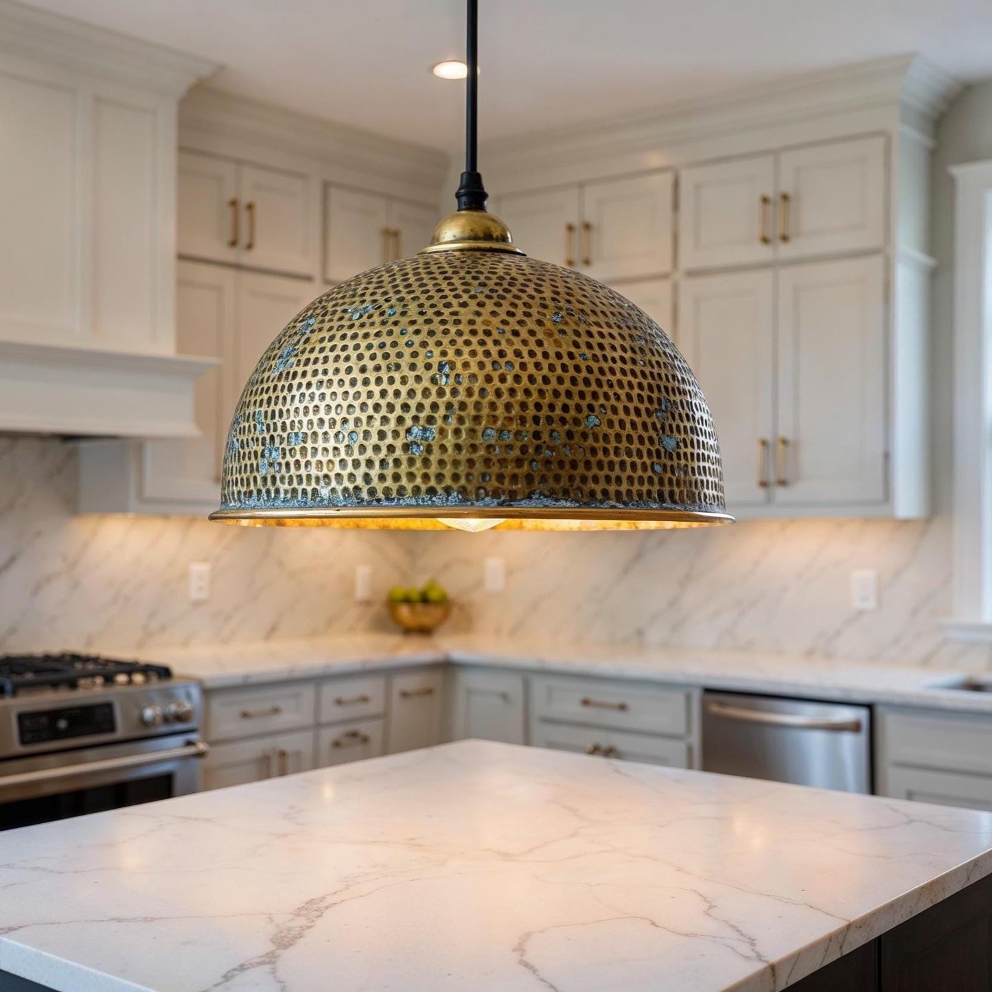 Handcrafted Hammered Copper Dome Pendant Light – Modern Moroccan Kitchen Island Lighting – Brass Interior Lamp