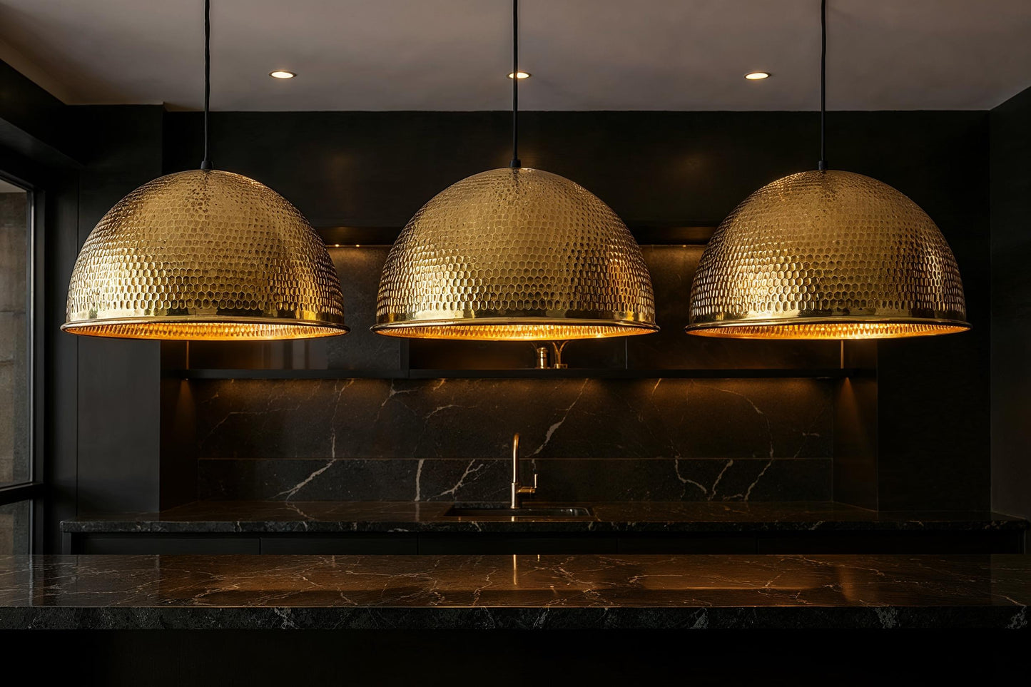 Handmade Brass Dome Pendant Light: Moroccan Modern Ceiling Lamp