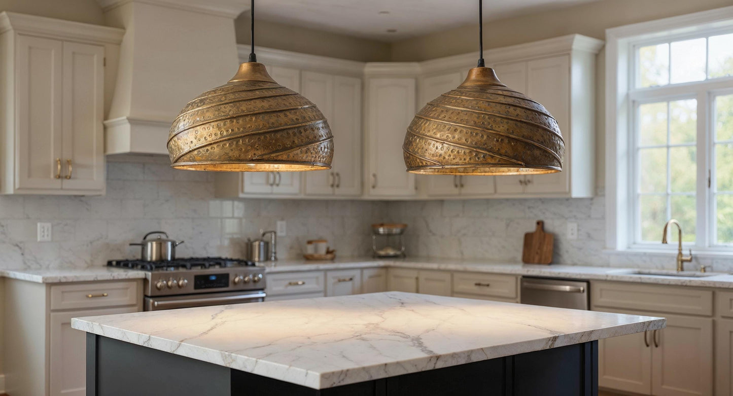 Handmade Hammered Copper Pendant Light: Moroccan Brass Interior Lighting