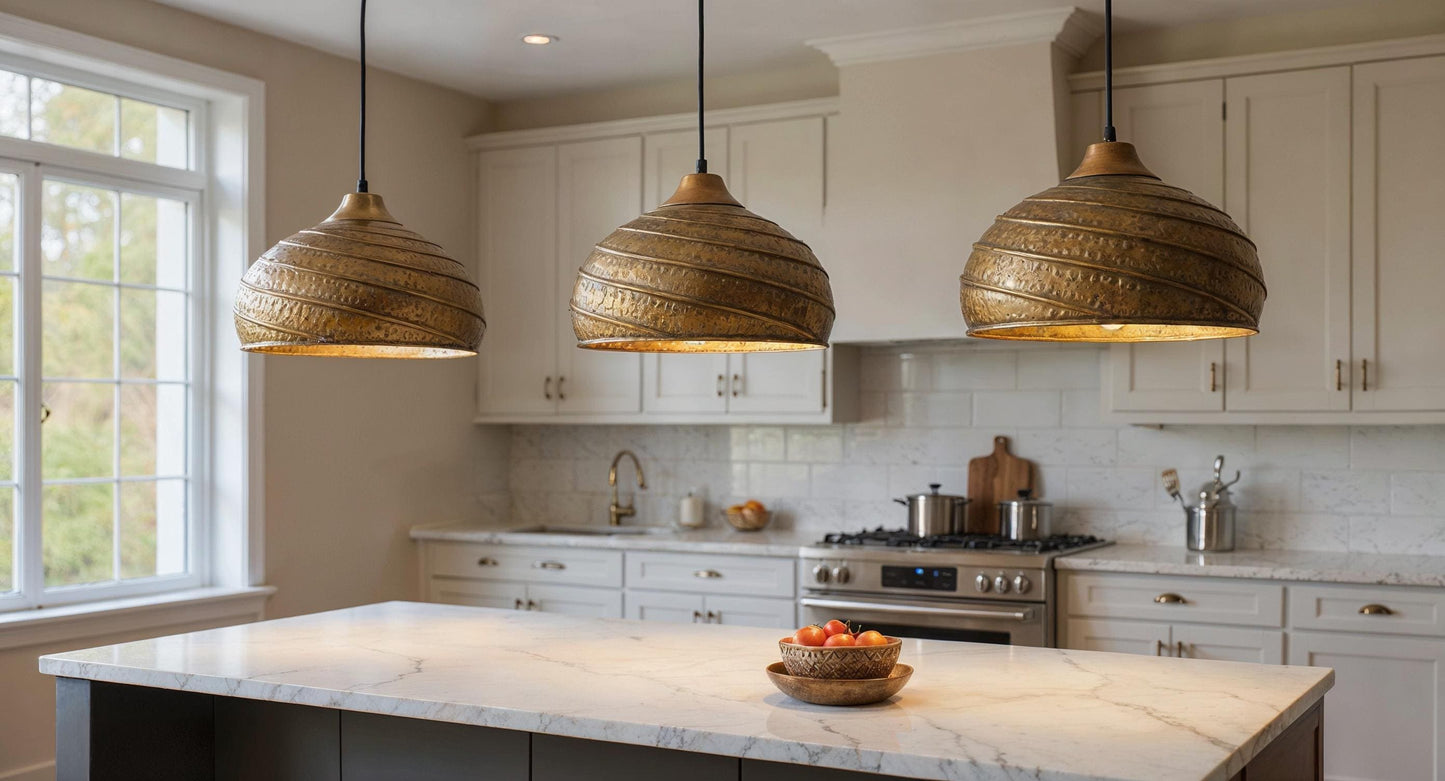 Handmade Hammered Copper Pendant Light: Moroccan Brass Interior Lighting