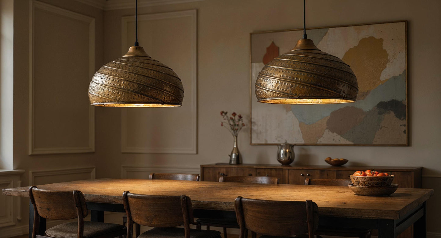 Handmade Hammered Copper Pendant Light: Moroccan Brass Interior Lighting