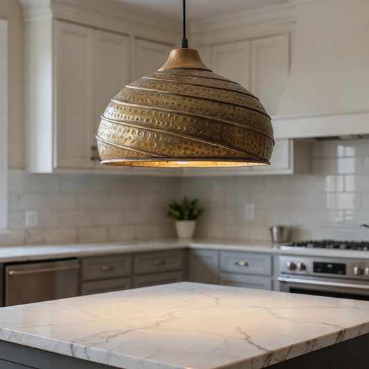Handmade Hammered Copper Pendant Light: Moroccan Brass Interior Lighting