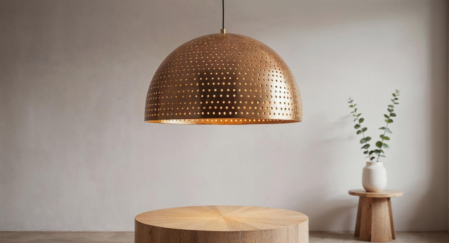 Handmade Copper Dome Pendant Light: Moroccan Kitchen Island Lighting