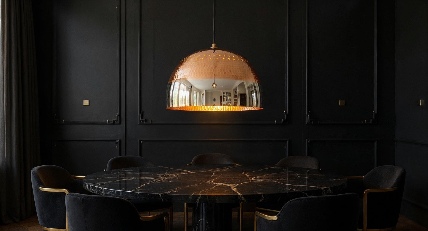 Handcrafted Hammered Copper Pendant Light: Moroccan Brass Interior Lighting