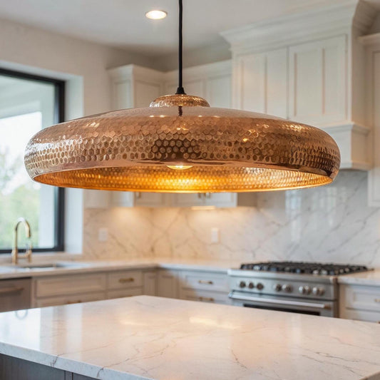 Handmade Hammered Copper Pendant Light: Modern Rustic Dome Lamp