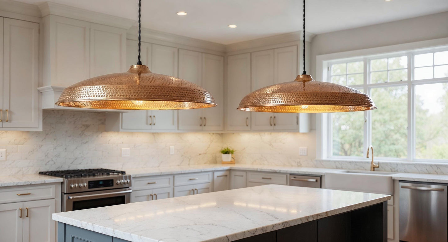 Handmade Hammered Copper Pendant Light: Moroccan Brass Interior