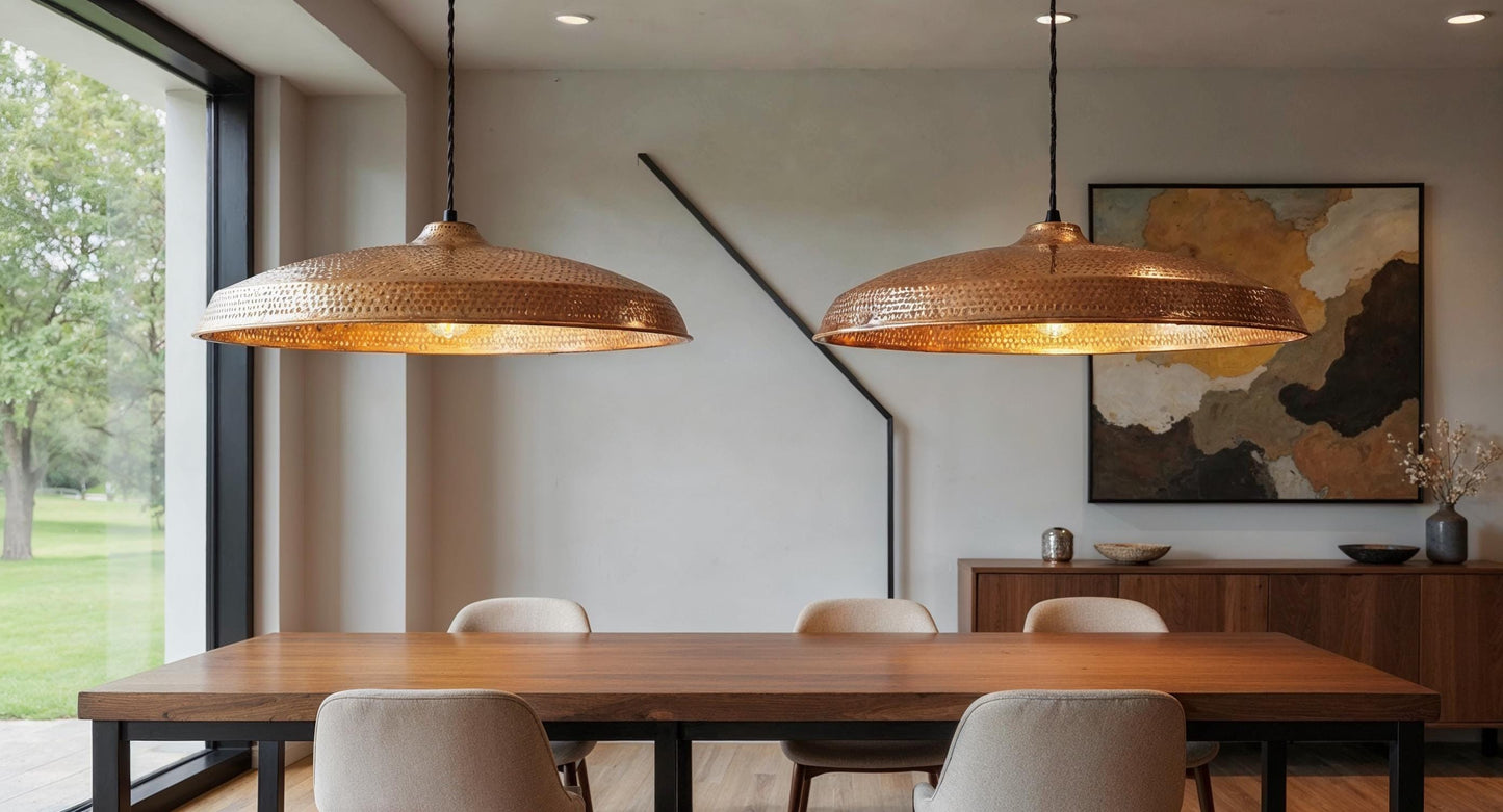 Handmade Hammered Copper Pendant Light: Moroccan Brass Interior