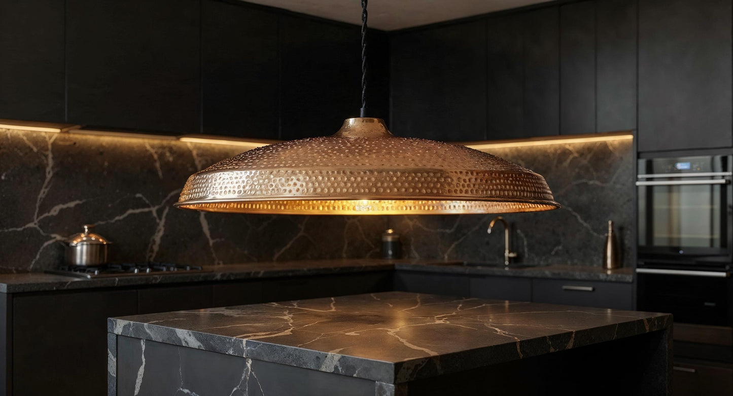 Handmade Hammered Copper Pendant Light: Moroccan Brass Interior
