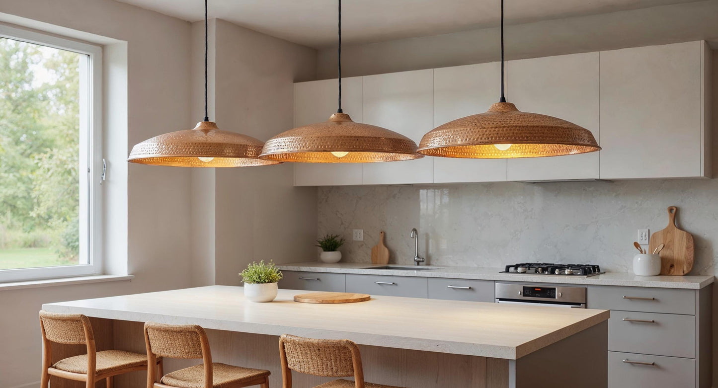 Handmade Hammered Copper Pendant Light: Moroccan Brass Interior