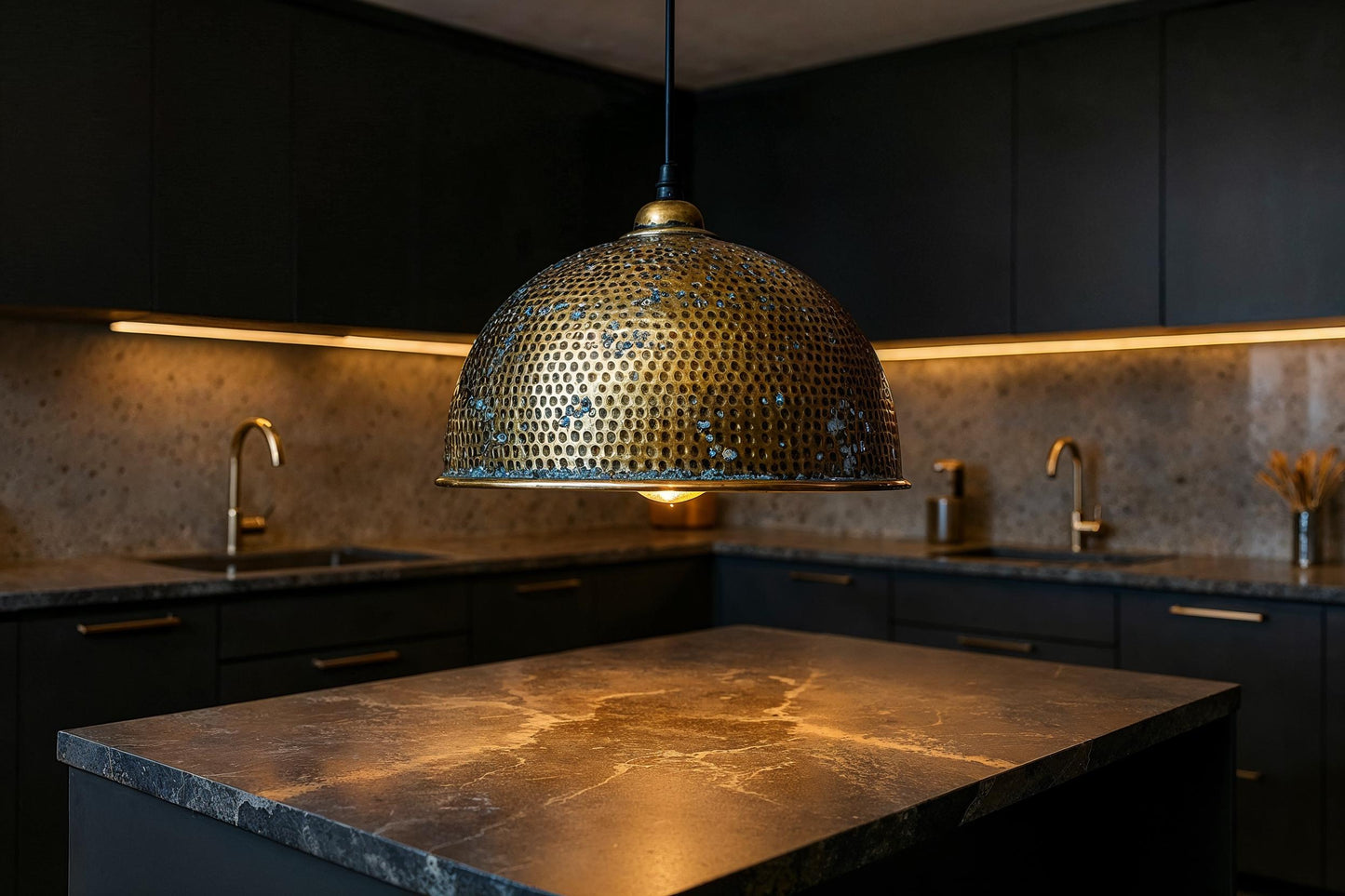 Handcrafted Hammered Copper Dome Pendant Light – Modern Moroccan Kitchen Island Lighting – Brass Interior Lamp