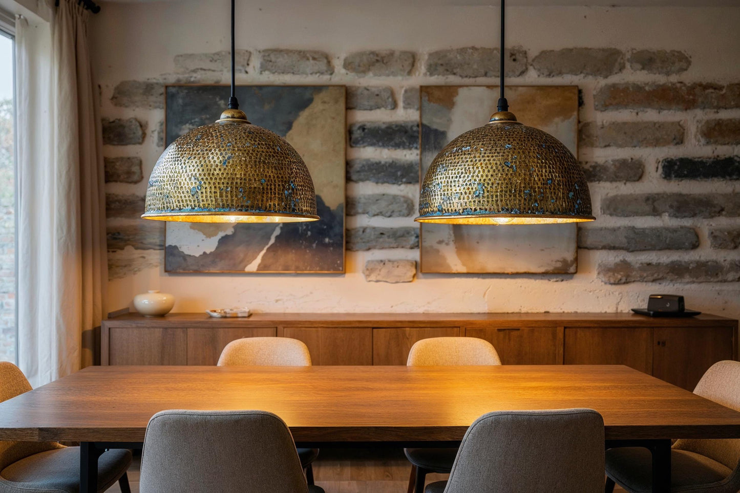 Handcrafted Hammered Copper Dome Pendant Light – Modern Moroccan Kitchen Island Lighting – Brass Interior Lamp