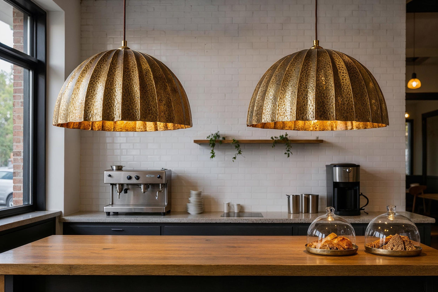 Handmade Hammered Brass Dome Pendant Light - Moroccan Artisan Lighting