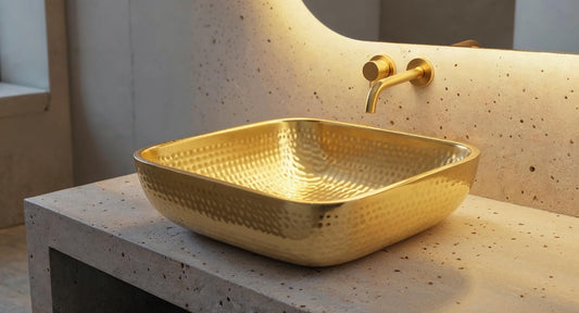 Hand Hammered Brass Sink: Square Moroccan Vessel Bathroom Basin