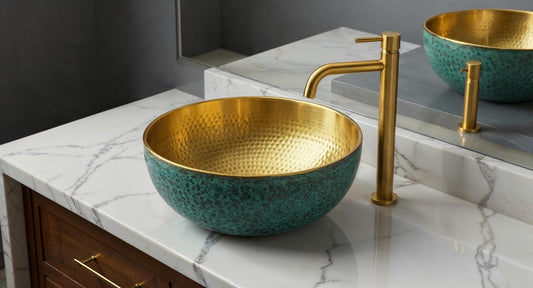 Handmade Hammered Brass & Patina Sink – Unique Moroccan Vessel Basin