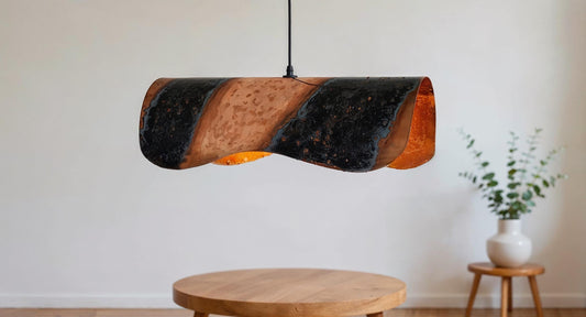 Handmade Wavy Copper Pendant Light - Modern Minimalist Moroccan Lighting