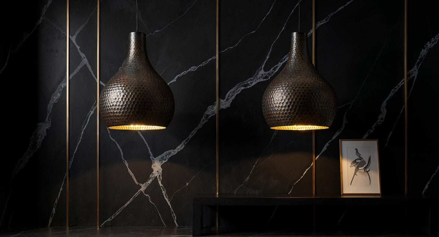 Handmade Hammered Copper Pendant Light: Moroccan Teardrop Ceiling Lamp