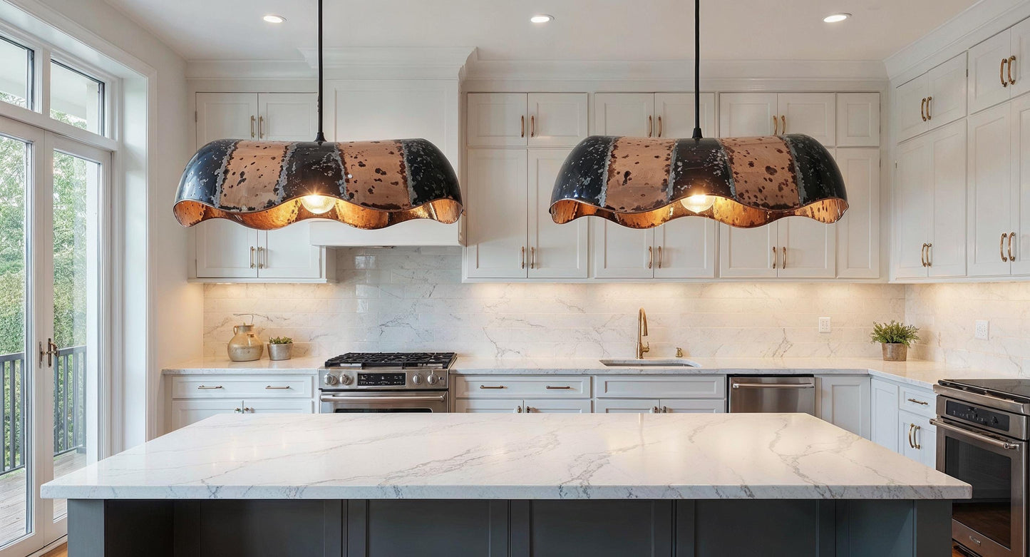 Handmade Hammered Copper Pendant Light: Rustic Industrial Dome Lamp