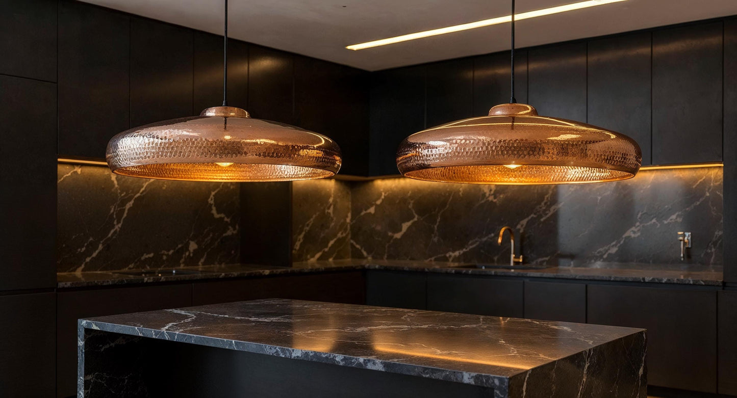 Handmade Hammered Copper Pendant Light: Modern Rustic Dome Lamp
